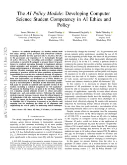 The AI Policy Module: Developing Computer Science Student Competency in AI Ethics and Policy
