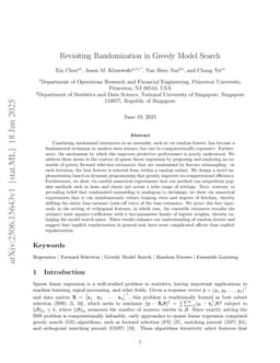 Revisiting Randomization in Greedy Model Search