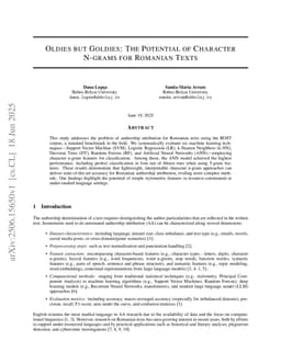 Oldies but Goldies: The Potential of Character N-grams for Romanian Texts