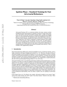 Ignition Phase : Standard Training for Fast Adversarial Robustness