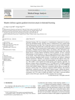 Shadow defense against gradient inversion attack in federated learning