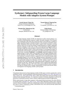 Sysformer: Safeguarding Frozen Large Language Models with Adaptive System Prompts