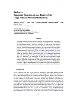 RecBayes: Recurrent Bayesian Ad Hoc Teamwork in Large Partially Observable Domains