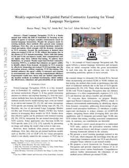 Weakly-supervised VLM-guided Partial Contrastive Learning for Visual Language Navigation