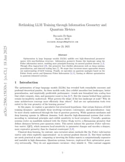 Rethinking LLM Training through Information Geometry and Quantum Metrics