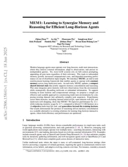 MEM1: Learning to Synergize Memory and Reasoning for Efficient Long-Horizon Agents