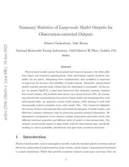 Summary Statistics of Large-scale Model Outputs for Observation-corrected Outputs
