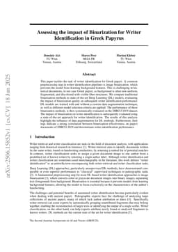 Assessing the impact of Binarization for Writer Identification in Greek Papyrus