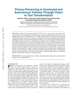 Privacy-Preserving in Connected and Autonomous Vehicles Through Vision to Text Transformation