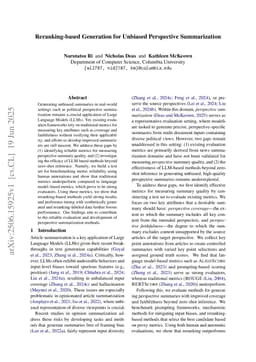Reranking-based Generation for Unbiased Perspective Summarization