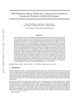 One Period to Rule Them All: Identifying Critical Learning Periods in Deep Networks