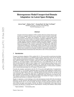 Heterogeneous-Modal Unsupervised Domain Adaptation via Latent Space Bridging