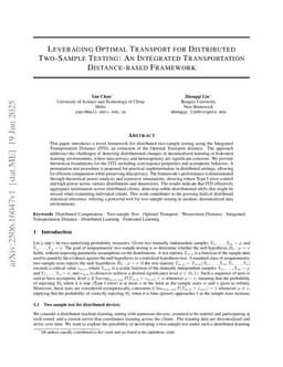 Leveraging Optimal Transport for Distributed Two-Sample Testing: An Integrated Transportation Distance-based Framework
