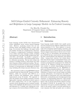 Self-Critique-Guided Curiosity Refinement: Enhancing Honesty and Helpfulness in Large Language Models via In-Context Learning
