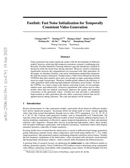 FastInit: Fast Noise Initialization for Temporally Consistent Video Generation