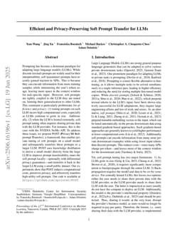 Efficient and Privacy-Preserving Soft Prompt Transfer for LLMs