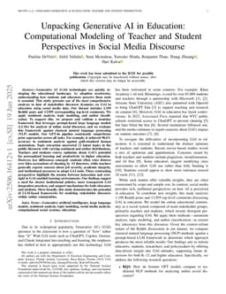 Unpacking Generative AI in Education: Computational Modeling of Teacher and Student Perspectives in Social Media Discourse