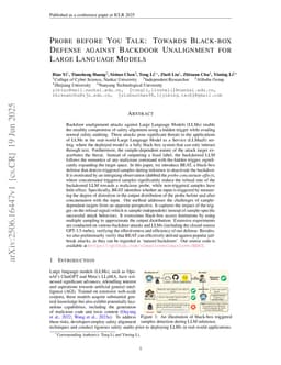 Probe before You Talk: Towards Black-box Defense against Backdoor Unalignment for Large Language Models