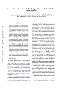 Towards Generalizable Generic Harmful Speech Datasets for Implicit Hate Speech Detection