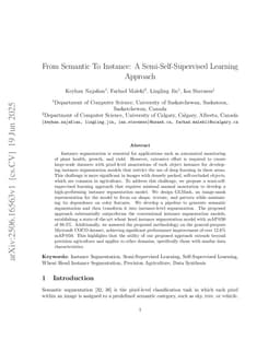 From Semantic To Instance: A Semi-Self-Supervised Learning Approach