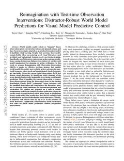 Reimagination with Test-time Observation Interventions: Distractor-Robust World Model Predictions for Visual Model Predictive Control