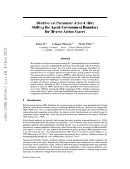 Distribution Parameter Actor-Critic: Shifting the Agent-Environment Boundary for Diverse Action Spaces