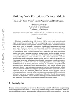Modeling Public Perceptions of Science in Media