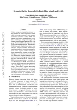 Semantic Outlier Removal with Embedding Models and LLMs