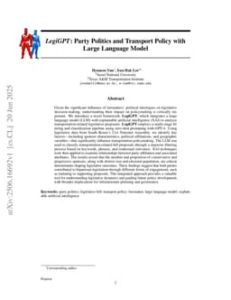 LegiGPT: Party Politics and Transport Policy with Large Language Model