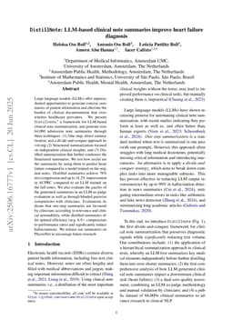 DistillNote: LLM-based clinical note summaries improve heart failure diagnosis