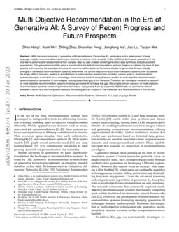 Multi-Objective Recommendation in the Era of Generative AI: A Survey of Recent Progress and Future Prospects