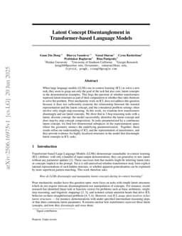 Latent Concept Disentanglement in Transformer-based Language Models