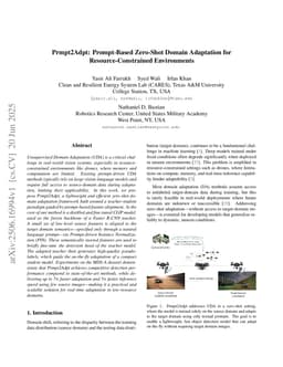 Prmpt2Adpt: Prompt-Based Zero-Shot Domain Adaptation for Resource-Constrained Environments