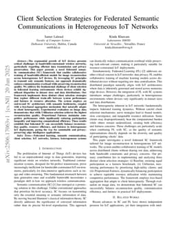 Client Selection Strategies for Federated Semantic Communications in Heterogeneous IoT Networks