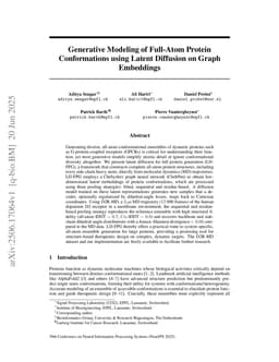 Generative Modeling of Full-Atom Protein Conformations using Latent Diffusion on Graph Embeddings