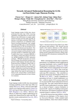 Towards Advanced Mathematical Reasoning for LLMs via First-Order Logic Theorem Proving