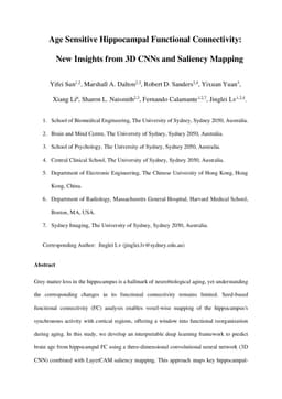 Age Sensitive Hippocampal Functional Connectivity: New Insights from 3D CNNs and Saliency Mapping