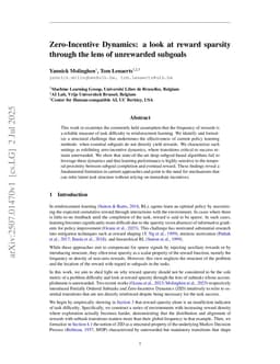 Zero-Incentive Dynamics: a look at reward sparsity through the lens of unrewarded subgoals