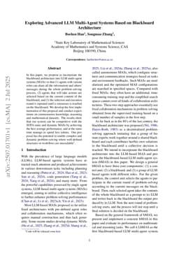 Exploring Advanced LLM Multi-Agent Systems Based on Blackboard Architecture