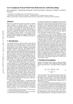 Low-Complexity Neural Wind Noise Reduction for Audio Recordings