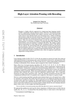 High-Layer Attention Pruning with Rescaling