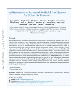 AI4Research: A Survey of Artificial Intelligence for Scientific Research