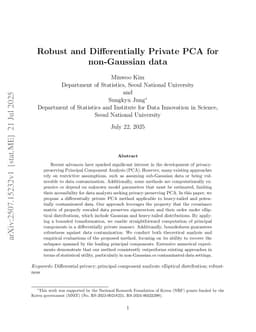 Robust and Differentially Private PCA for non-Gaussian data