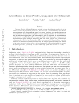 Lower Bounds for Public-Private Learning under Distribution Shift