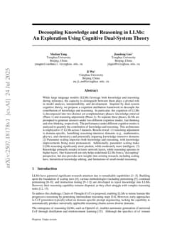 Decoupling Knowledge and Reasoning in LLMs: An Exploration Using Cognitive Dual-System Theory