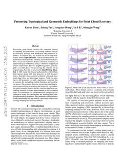 Preserving Topological and Geometric Embeddings for Point Cloud Recovery