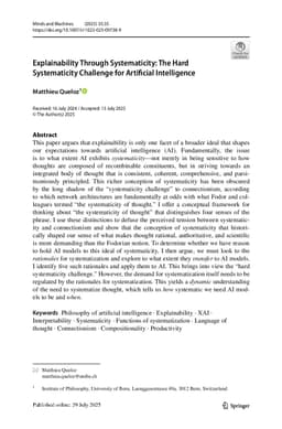 Explainability Through Systematicity: The Hard Systematicity Challenge for Artificial Intelligence